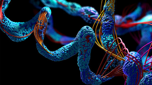 Chain of amino acids or proteins - 3D illustration