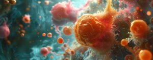 A visual representation of the tumor microenvironment, showcasing the complex interactions between cancer cells and surrounding tissue.