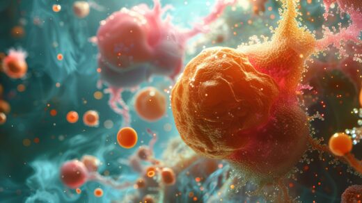 A visual representation of the tumor microenvironment, showcasing the complex interactions between cancer cells and surrounding tissue.